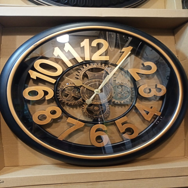 Vintage Industrial Brown Gears Wall Clock Elegant Home Decor