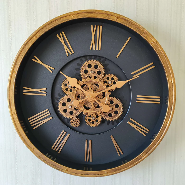 Vintage Industrial Moving Gears Wall Clock - Timeless Charm for Any Space