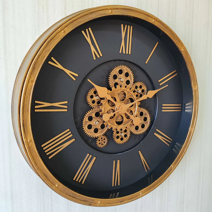 Vintage Industrial Moving Gears Wall Clock - Timeless Charm for Any Space