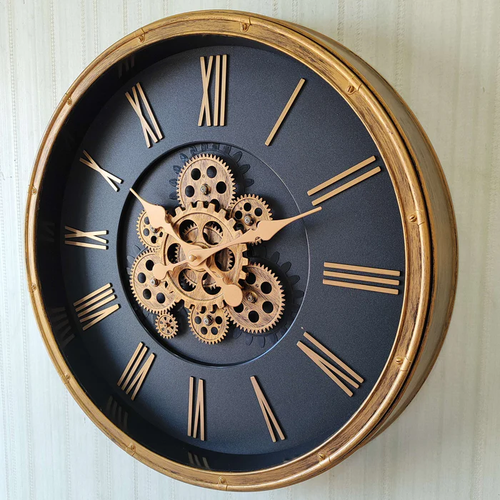 Vintage Industrial Moving Gears Wall Clock - Timeless Charm for Any Space