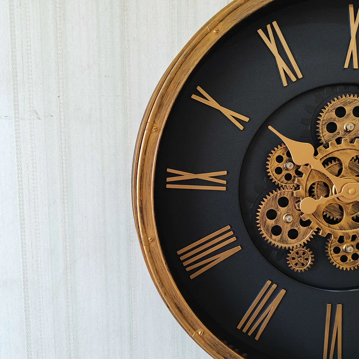 Vintage Industrial Moving Gears Wall Clock - Timeless Charm for Any Space
