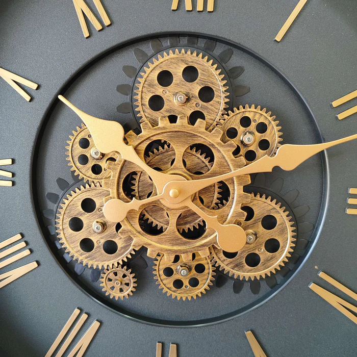 Vintage Industrial Moving Gears Wall Clock - Timeless Charm for Any Space