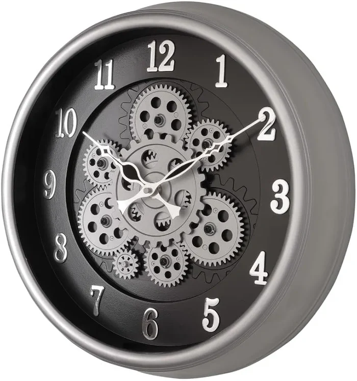 Umi Moving Gear Wall Clock - Industrial Style Decor for Your Living Room