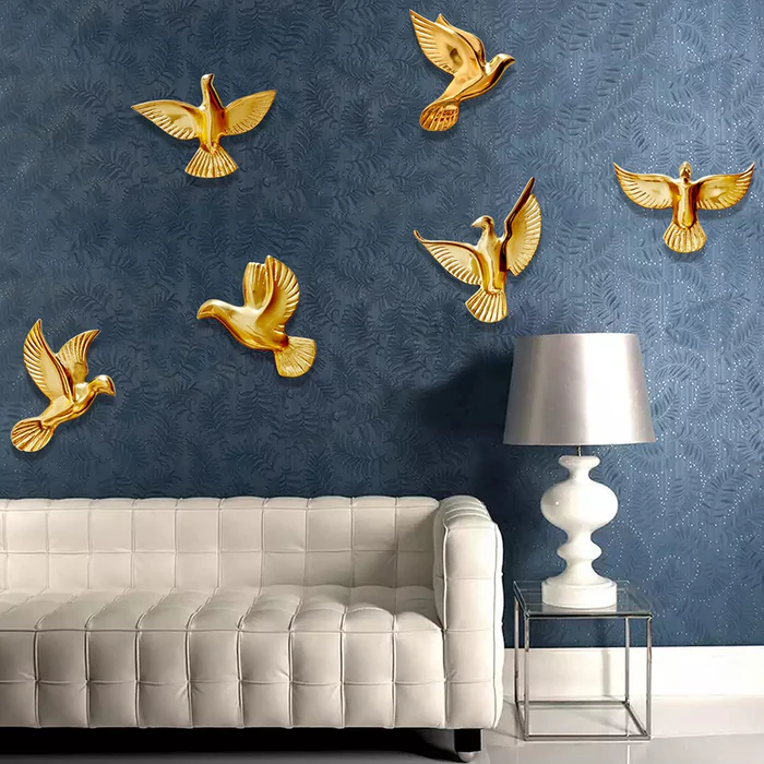 Exquisite 6-Piece 3D Birds Statue - Nature's Artistry for Your Home