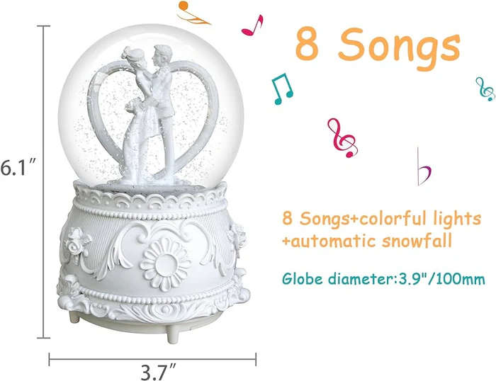 Musical Snow Couple Globe Ornament: Enchanting Holiday Decor