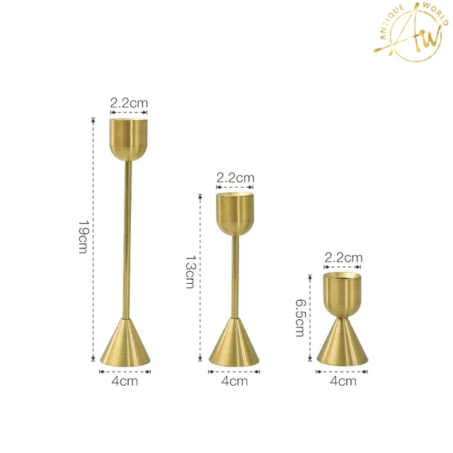 European Gold Candle Holder Set of 3 - Elegant Home Decor