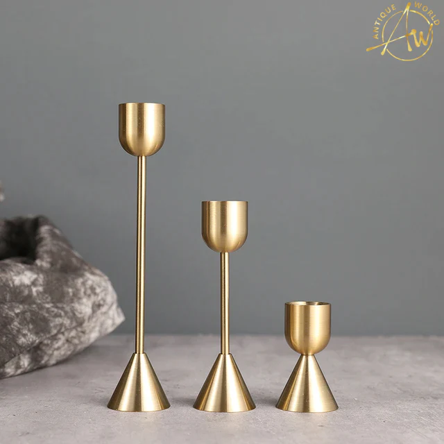 European Gold Candle Holder Set of 3 - Elegant Home Decor