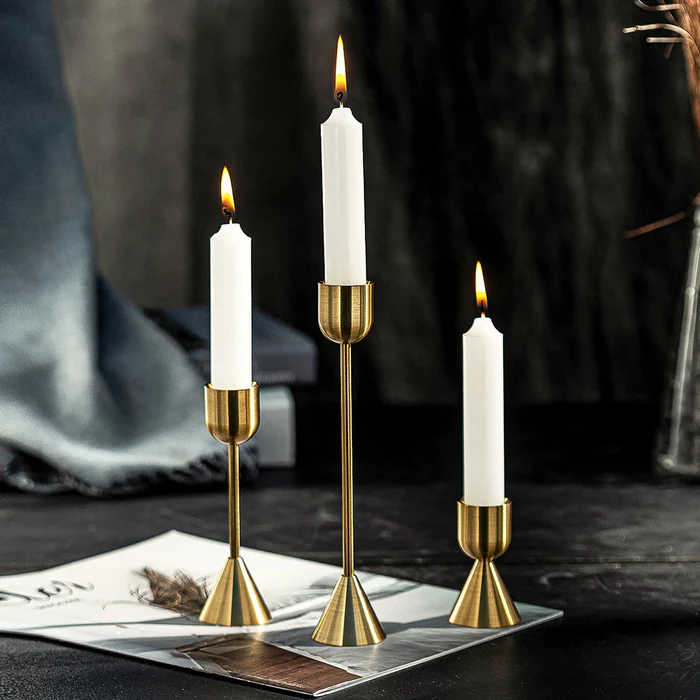 European Gold Candle Holder Set of 3 - Elegant Home Decor