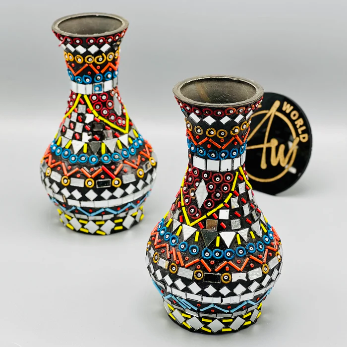 Shisha Moti Craft Vase Set of 2 - Elevate Your Home Decor