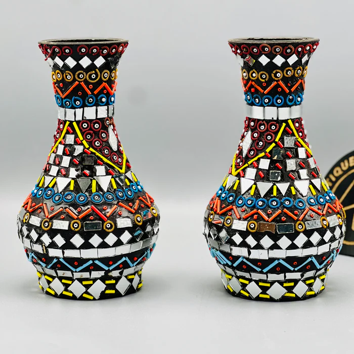 Shisha Moti Craft Vase Set of 2 - Elevate Your Home Decor