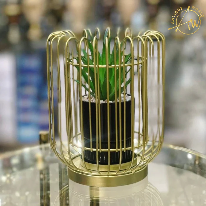 Metal Cage with Ceramic Vase - Stylish Decor for Modern Spaces
