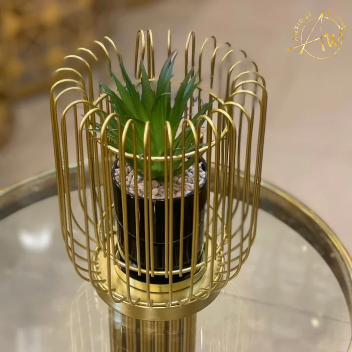 Metal Cage with Ceramic Vase - Stylish Decor for Modern Spaces