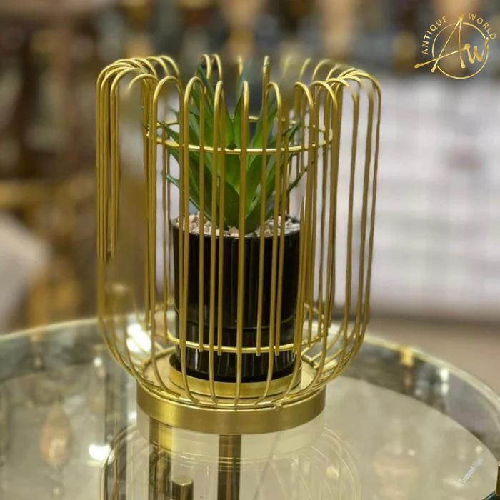 Metal Cage with Ceramic Vase - Stylish Decor for Modern Spaces