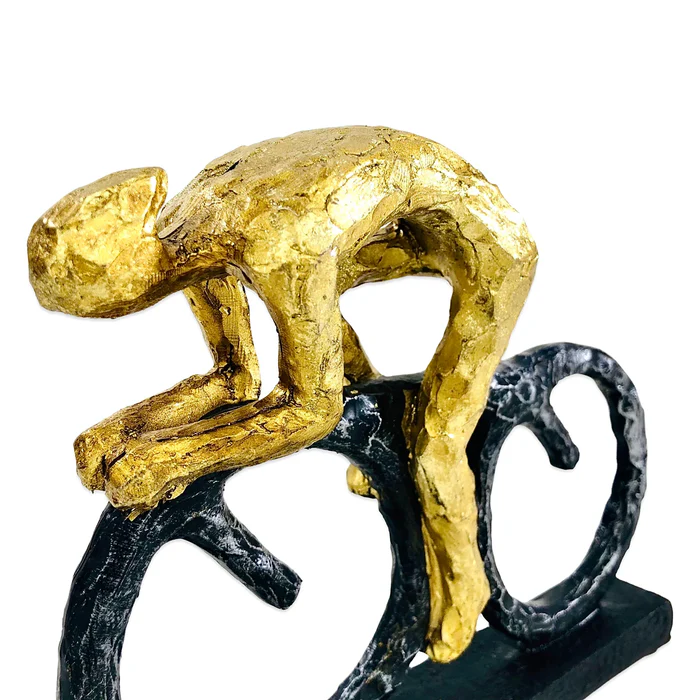 Cycling Gold Man Figure Decor - Stunning Bicycle-Themed Accent Piece