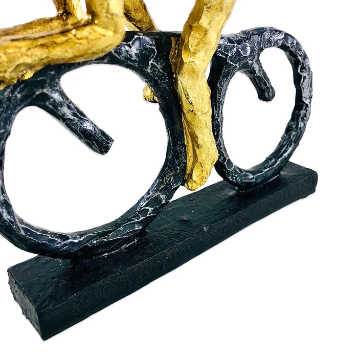 Cycling Gold Man Figure Decor - Stunning Bicycle-Themed Accent Piece