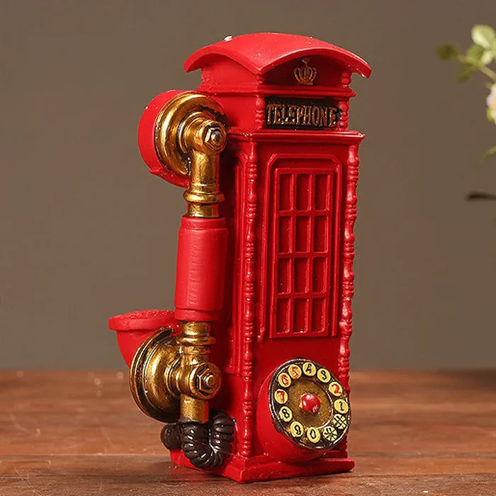 Resin Telephone Booth Desk Decoration - Charming Tabletop Accessory