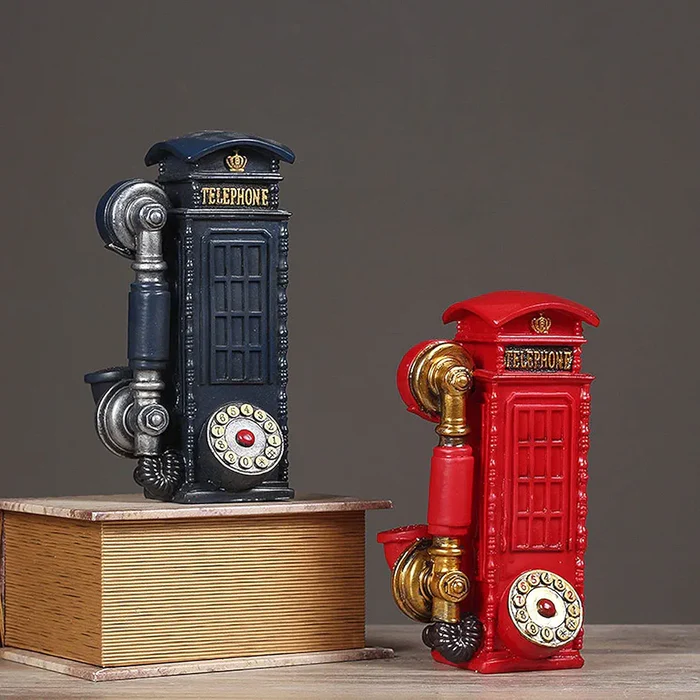 Resin Telephone Booth Desk Decoration - Charming Tabletop Accessory