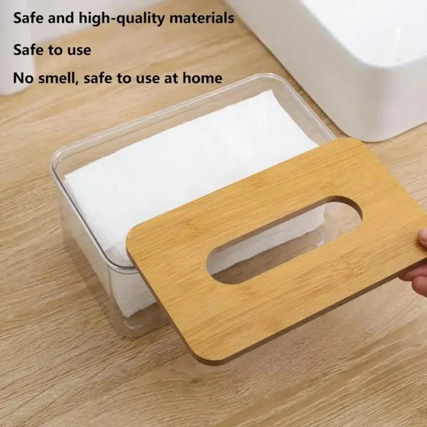 Stylish Acrylic Wooden Top Tissue Box for Elegant Home Decor