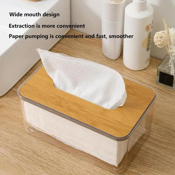 Stylish Acrylic Wooden Top Tissue Box for Elegant Home Decor
