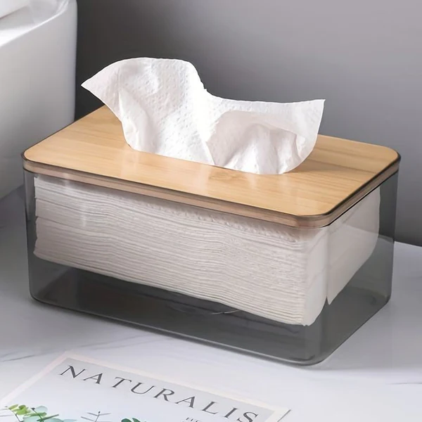 Stylish Acrylic Wooden Top Tissue Box for Elegant Home Decor