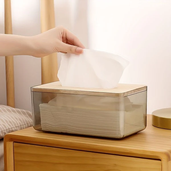 Stylish Acrylic Wooden Top Tissue Box for Elegant Home Decor