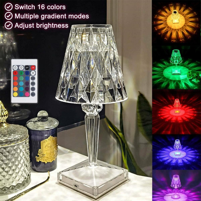 Vibrant Multicolour Diamond Acrylic Table Lamp - Illuminate Your Space