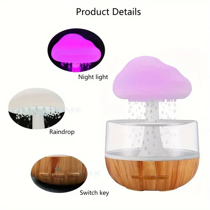 Mushroom Rain Humidifier with Night Light – Enhance Your Space
