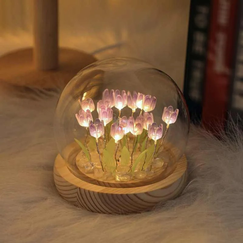 Tulip Dome Light Flower – Romantic LED Glass Dome Decor & Gift