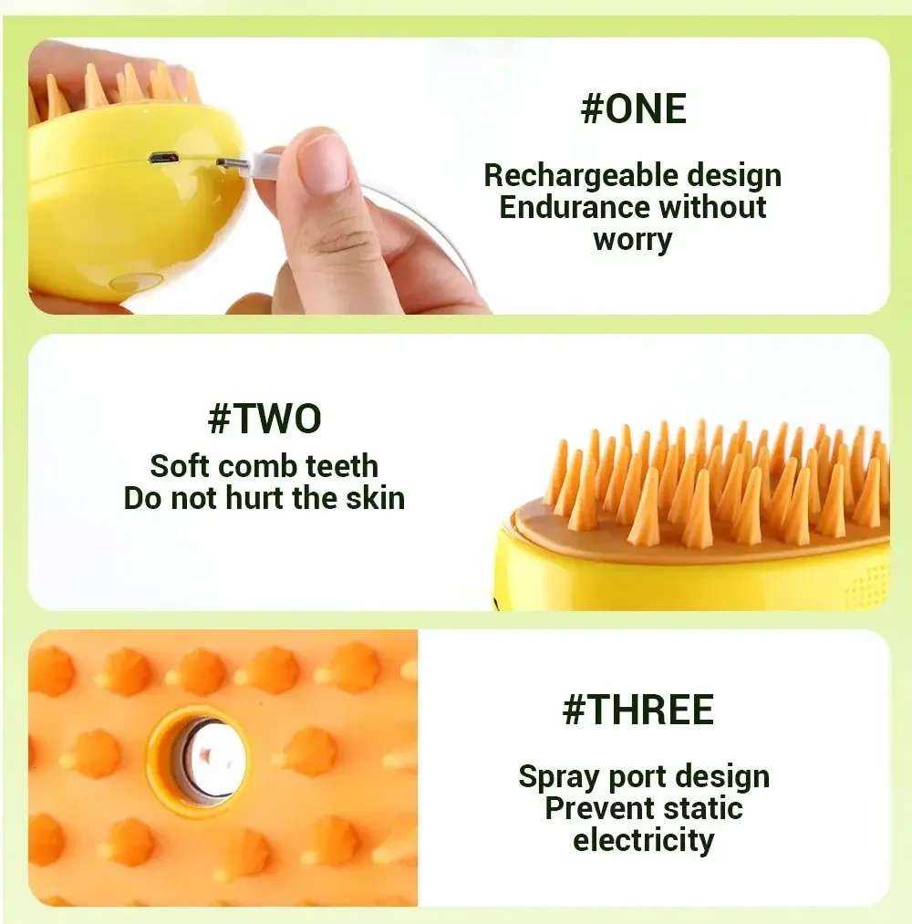 Effortless Pet Grooming with Soft Steam Brush