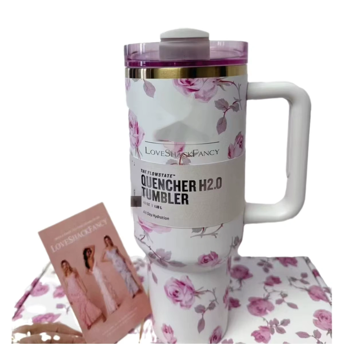 STANLEY X LOVE SHACK FANCY TUMBLER QUENCHER 400Z-BEAUX PINK(GIFT BOX)