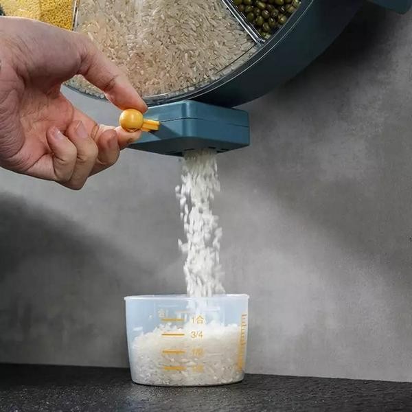 Wall Mounted 360° Revolving 6 Partition Grain Dispenser