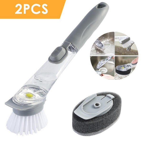 2 in 1 Liquid Soap Dishwashing Brush Scrubber