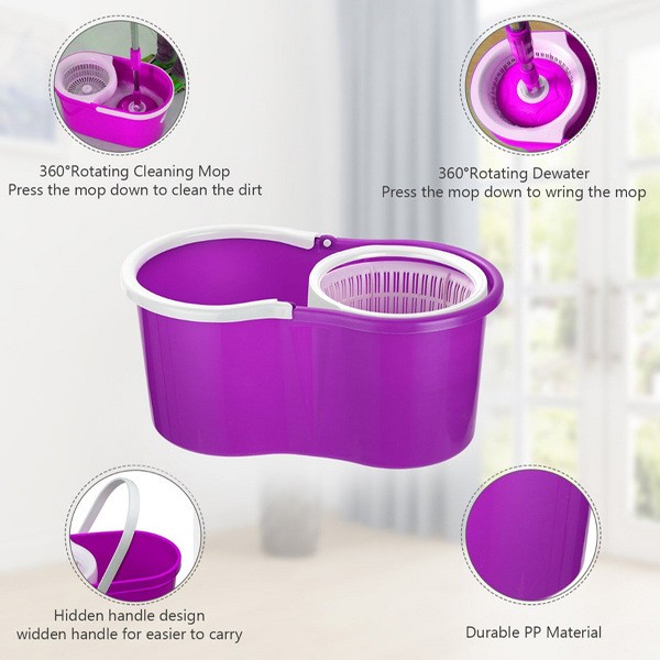 Spin bucket mop with strainer