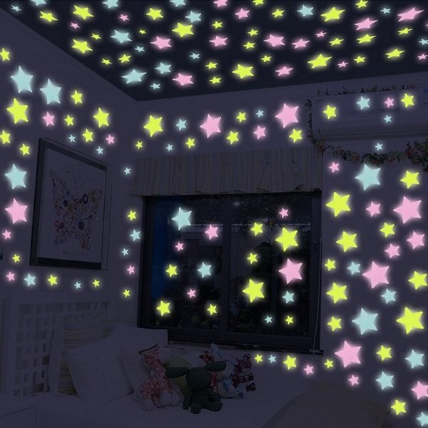 100pc 3D Colorful Wall Star Luminous Glow Sticker