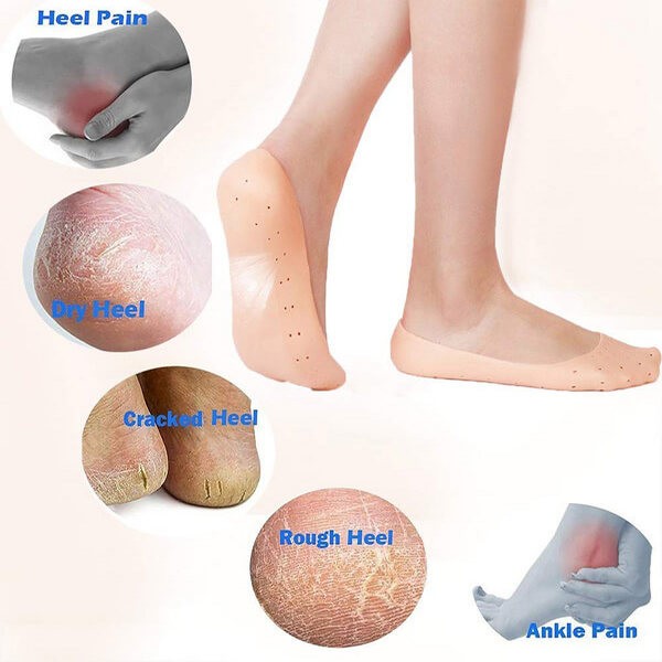 Soft Silicone Heels Protector Anti Crack Foot Spa Socks (Pair)