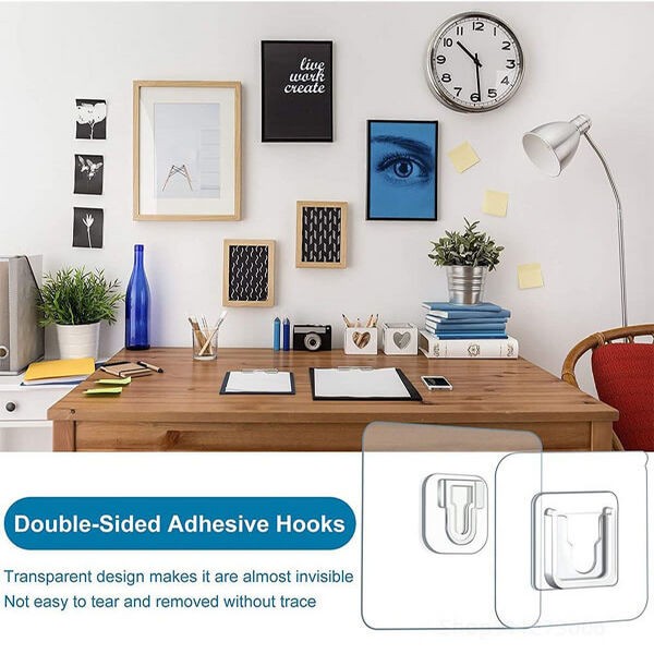 Double-Sided Adhesive Wall Hooks Pack of 4