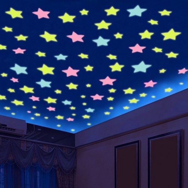 100pc 3D Colorful Wall Star Luminous Glow Sticker