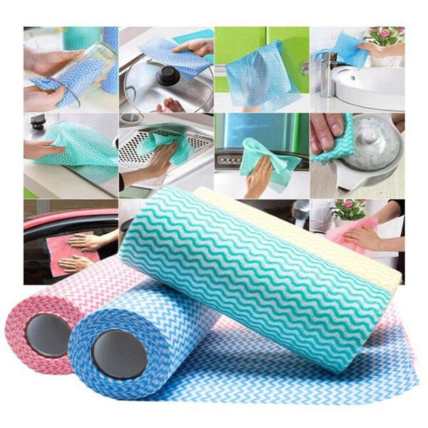 Non-Woven Fabric Washing Cleaning Cloth 50Pcs Sheet Roll