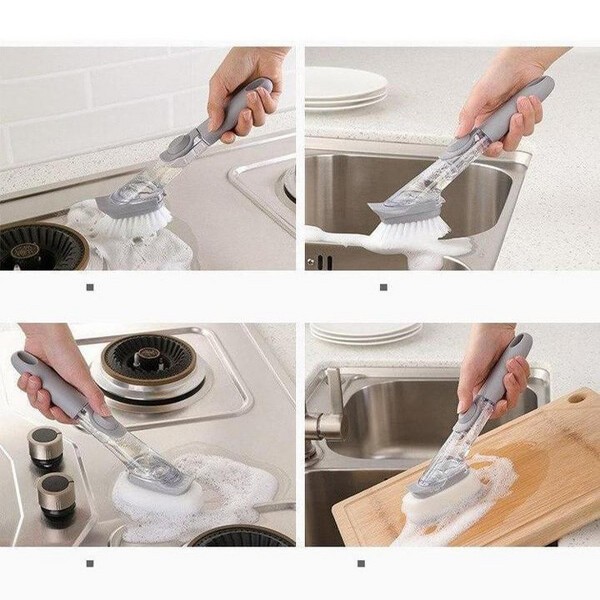 2 in 1 Liquid Soap Dishwashing Brush Scrubber