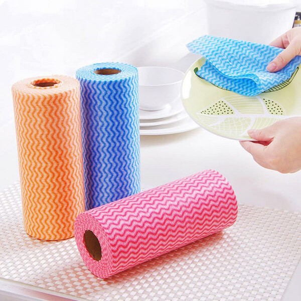 Non-Woven Fabric Washing Cleaning Cloth 50Pcs Sheet Roll