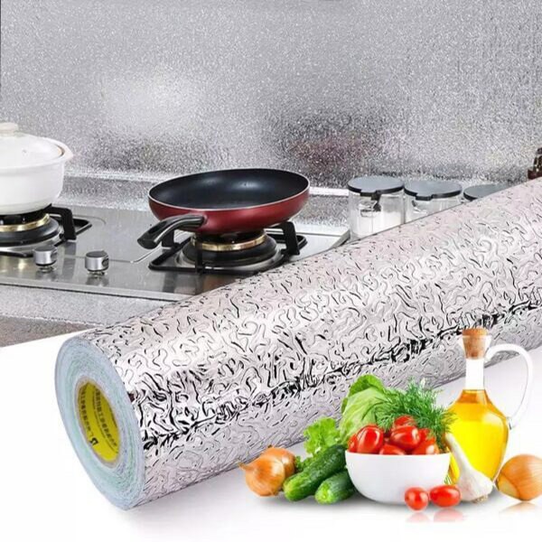 Kitchen Aluminum Foil Wall Stickers Stove Cabinet Waterproof Silver