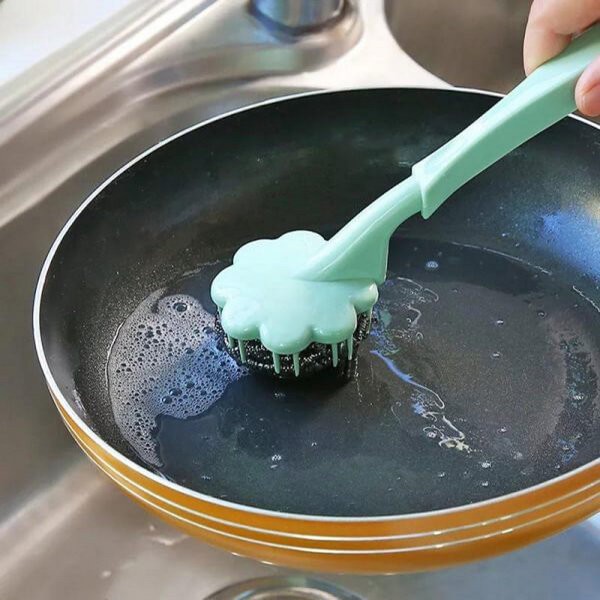 Stainless Steel Wire Ball Brush With Long Handle