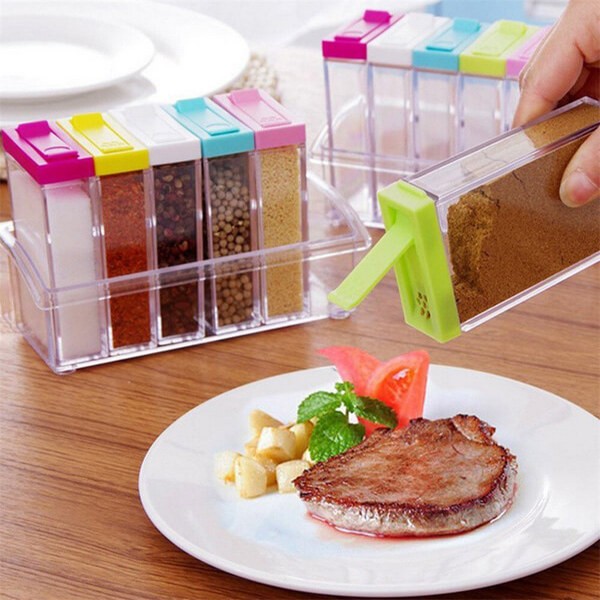 Spice Shaker Jar with Tray 6 Pcs set