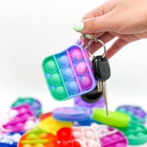 Mini Fidget Pop Toy Keychain Push Bubble Silicone