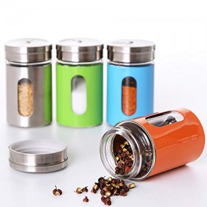 Glass Spice Jar Dispenser Salt and Pepper
