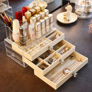 Acrylic Organizers Velvet Three-Layer Jewellery Storage Box Earring Rings Necklace Large Space Jewellery Box