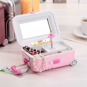 Creative Suitcase Trolley Music Box Jewelry Box For Girls
