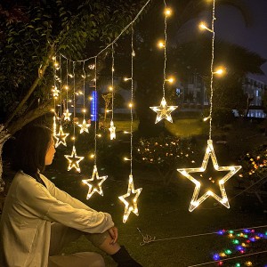 Led Lights Curtain Big Moon & Big Stars String Fairy
