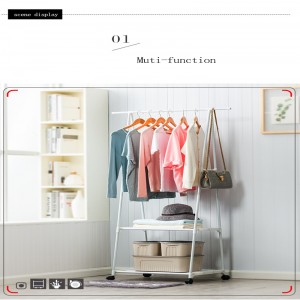 Multi-function Removable Bedroom Hanging Clothes Rack with Wheels Floor Standing