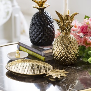 Pineapple Shape Tray Golden Colour